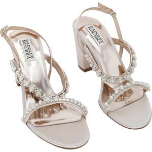 Badgley Mischka Pearl Embellished Heels - Cream